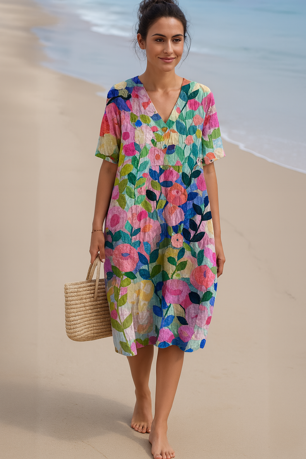 Lorena™ | Komfortabel Hawaiiklänning med Blommor