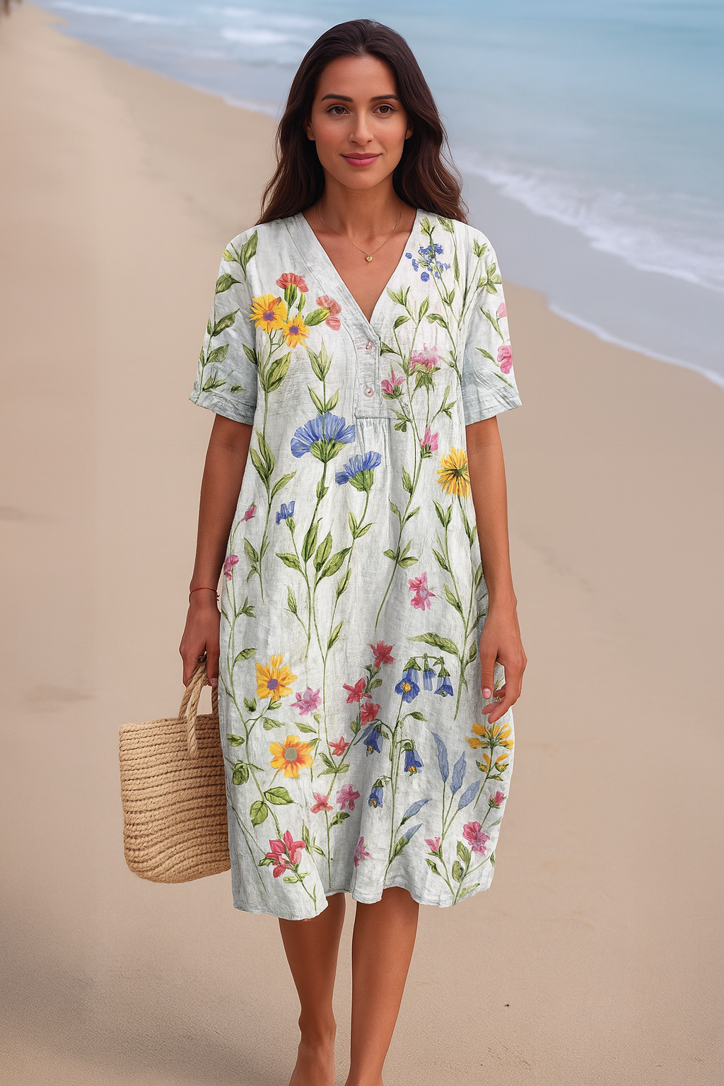 Lorena™ | Komfortabel Hawaiiklänning med Blommor