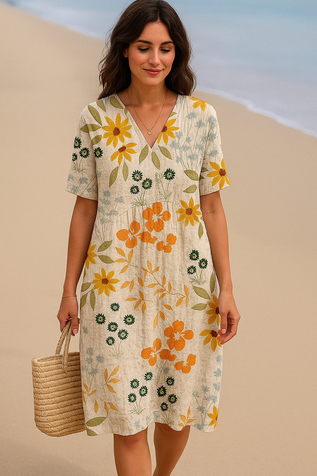 Lorena™ | Komfortabel Hawaiiklänning med Blommor