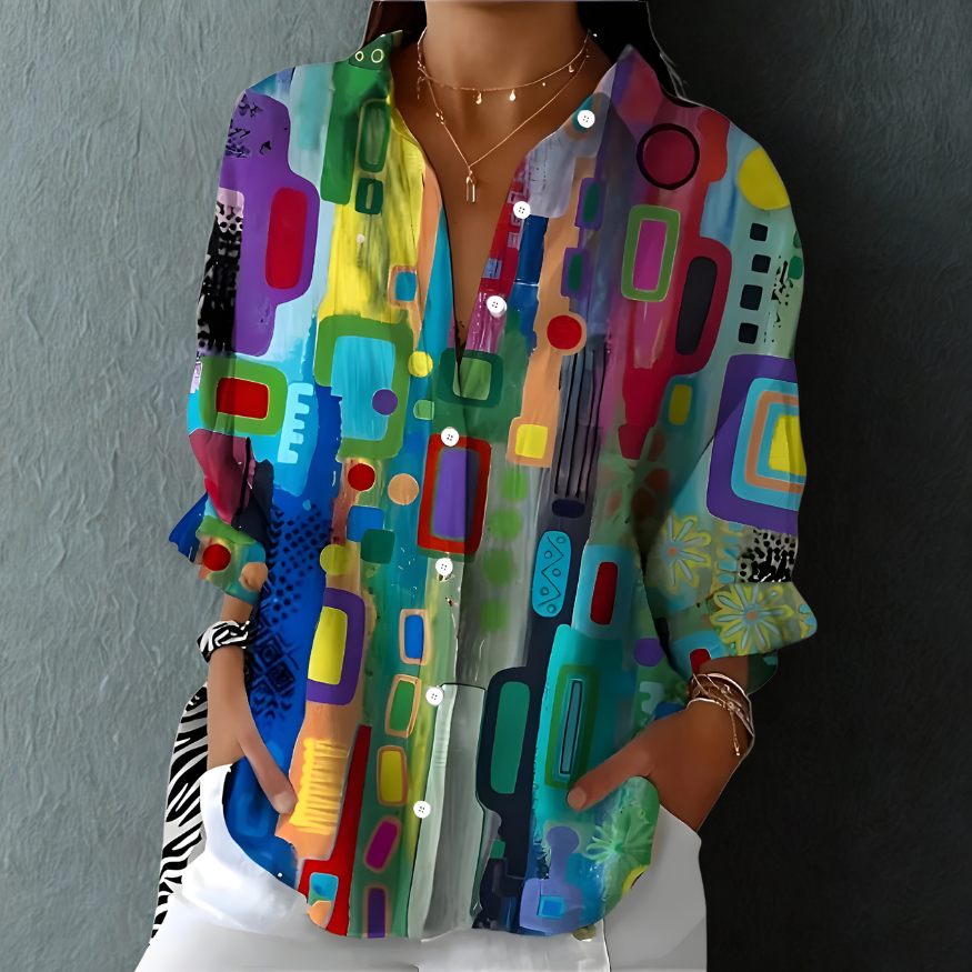 Dalena™ | Blus med geometriskt mönster