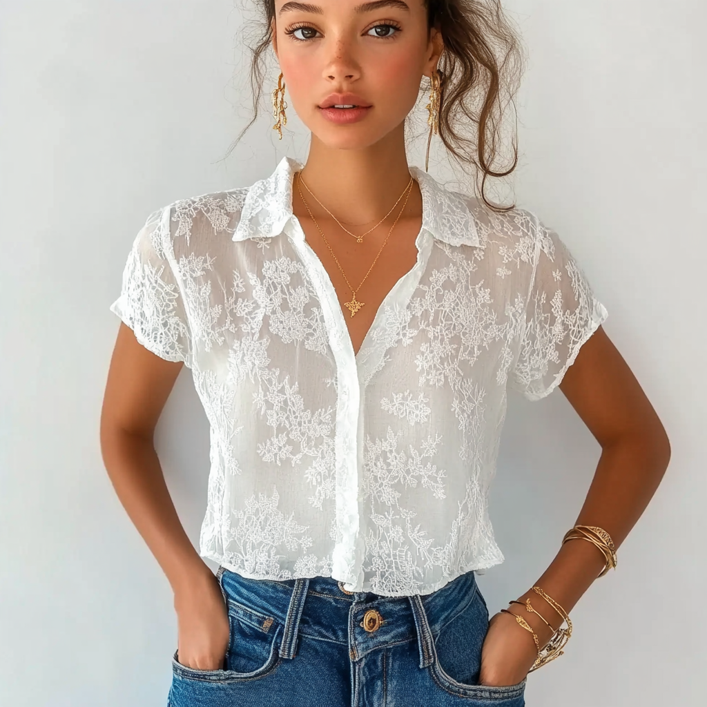 Sasha™ | Luftig blus med broderi