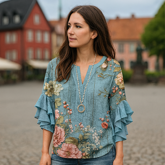 Marina™ | Vintageblus med Blommönster