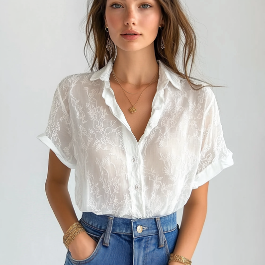 Sasha™ | Luftig blus med broderi